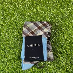 Cremieux‎ Plaid Dress Socks Italian Cotton Blend Blue Mens Shoe Size 6-12.5 NWT